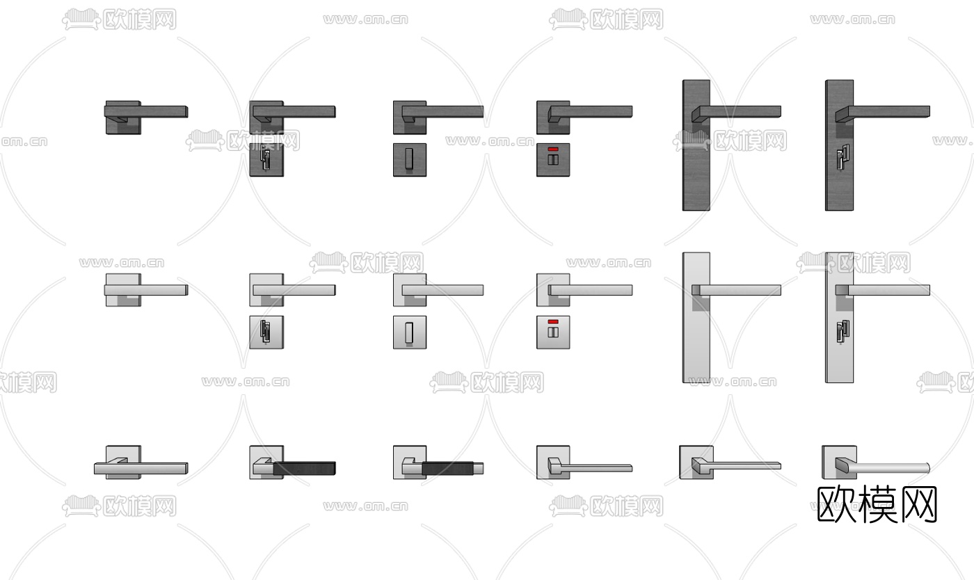 现代金属门把手拉手免费su模型下载