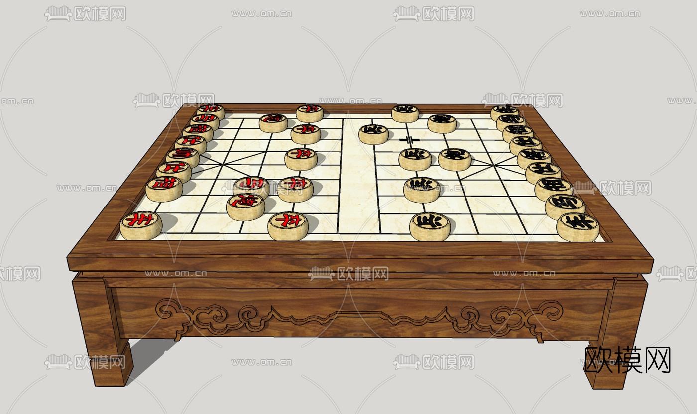 中式象棋组合免费su模型下载（渲染图1）