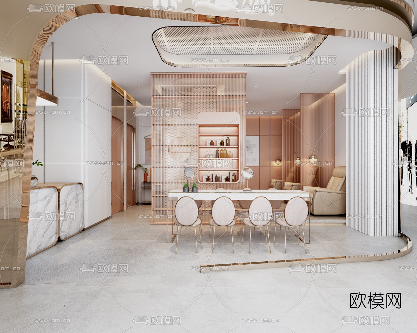 后现代美容院3d模型下载（渲染图1）