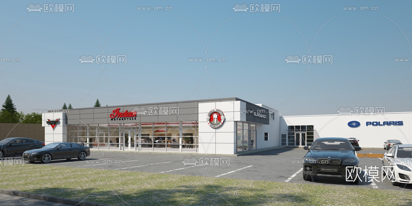 现代4S店外观3d模型下载