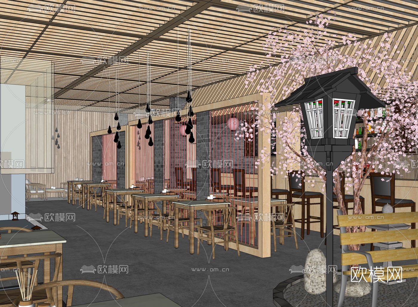 日式料理餐厅su模型