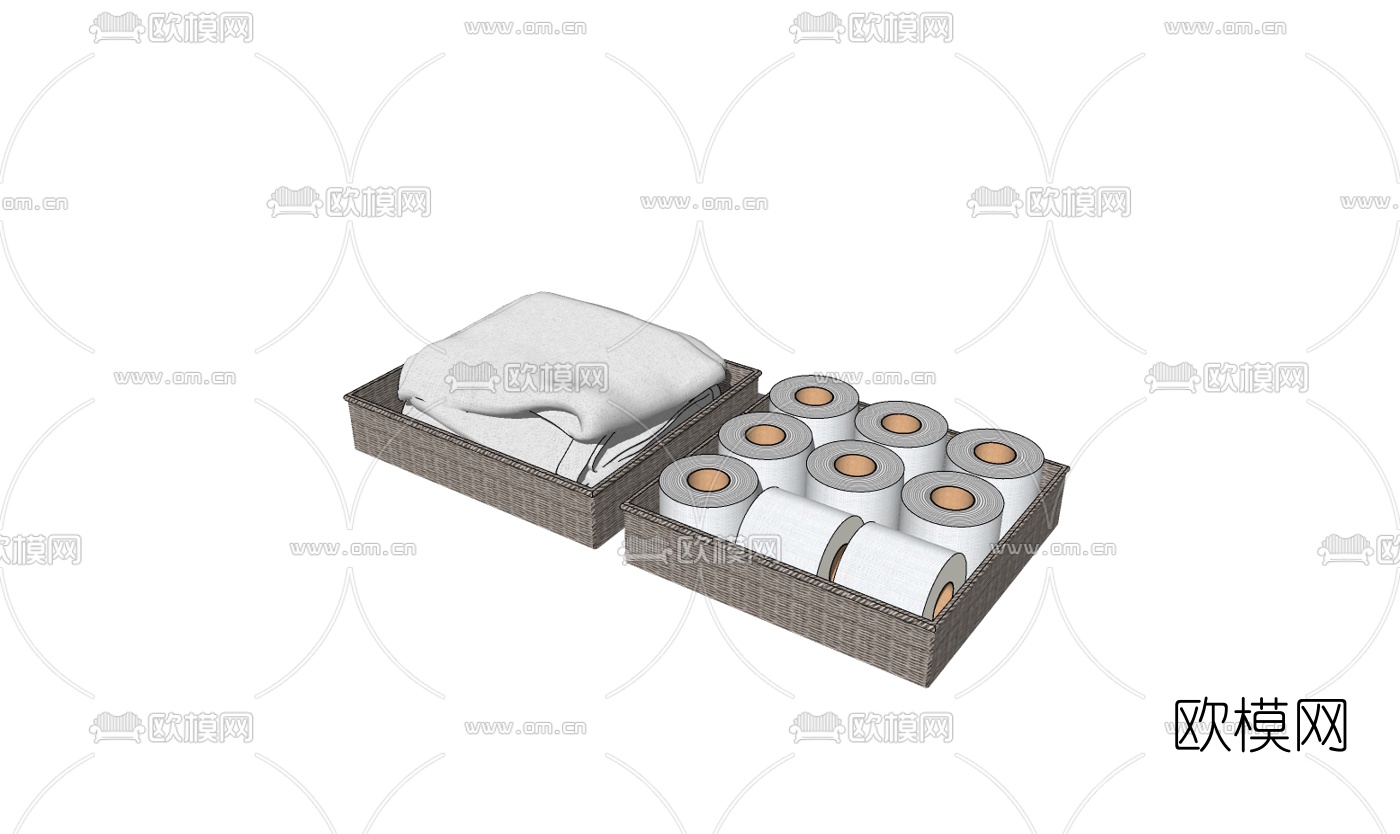 现代纸巾毛巾组合免费su模型下载