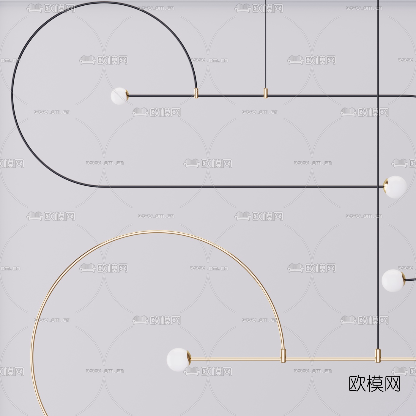 现代金属简约吊灯3d模型