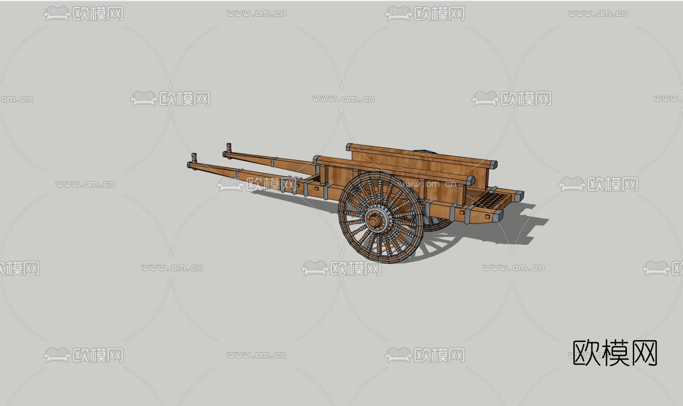 中式复古拖车免费su模型下载（渲染图2）