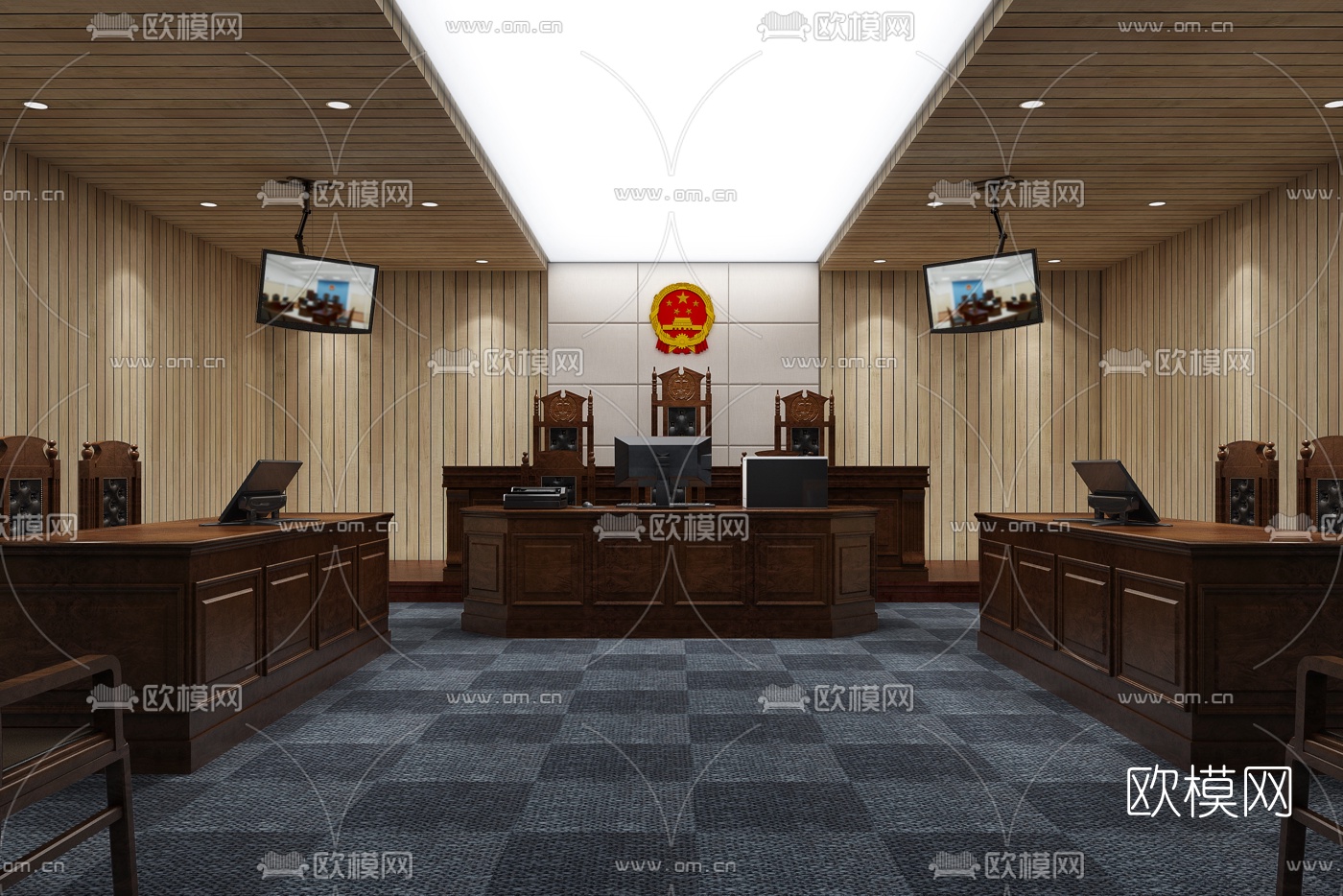现代法院法庭3D模型