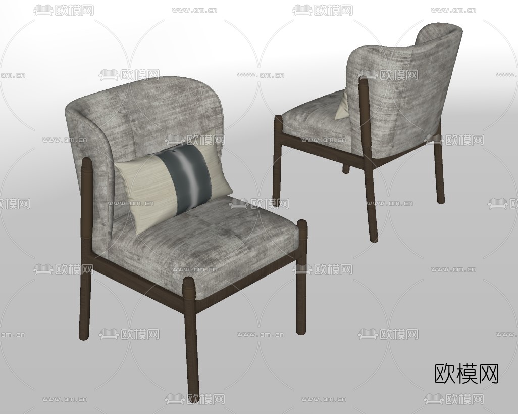 现代布艺休闲椅su模型下载（渲染图2）
