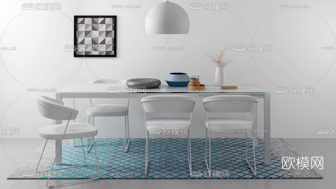 意大利Calligaris品牌 北欧白色餐桌椅3d模型