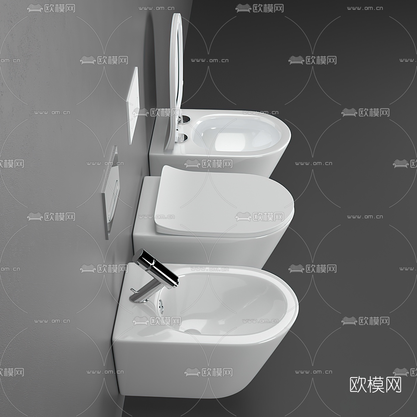 现代马桶坐便器3d模型