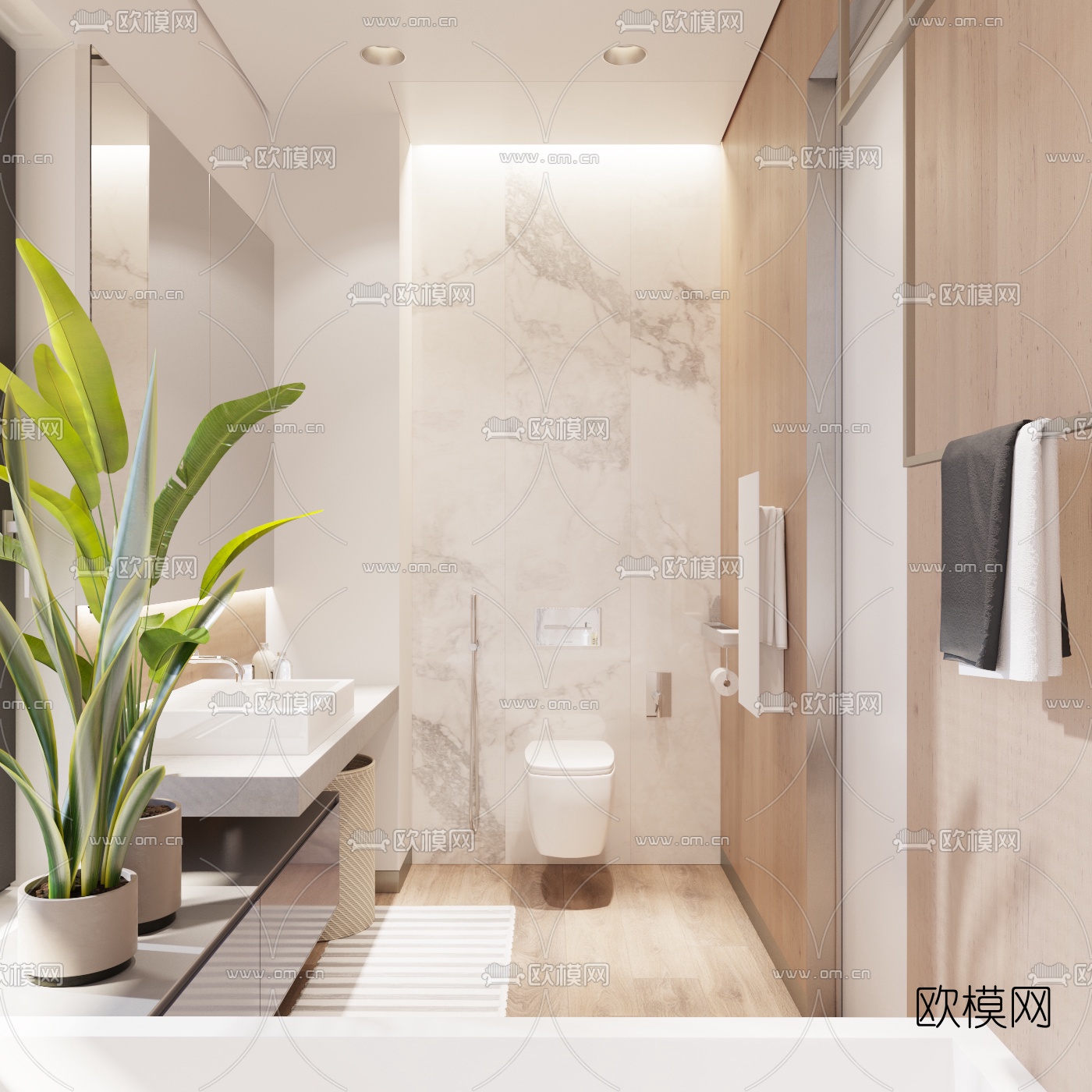 现代浴室卫生间3D模型-免费3dmax模型库-欧模网