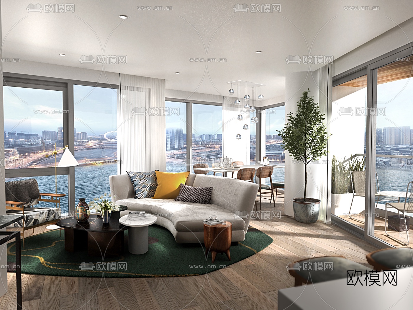 Studio Ashby设计 现代公寓客厅餐厅3d模型