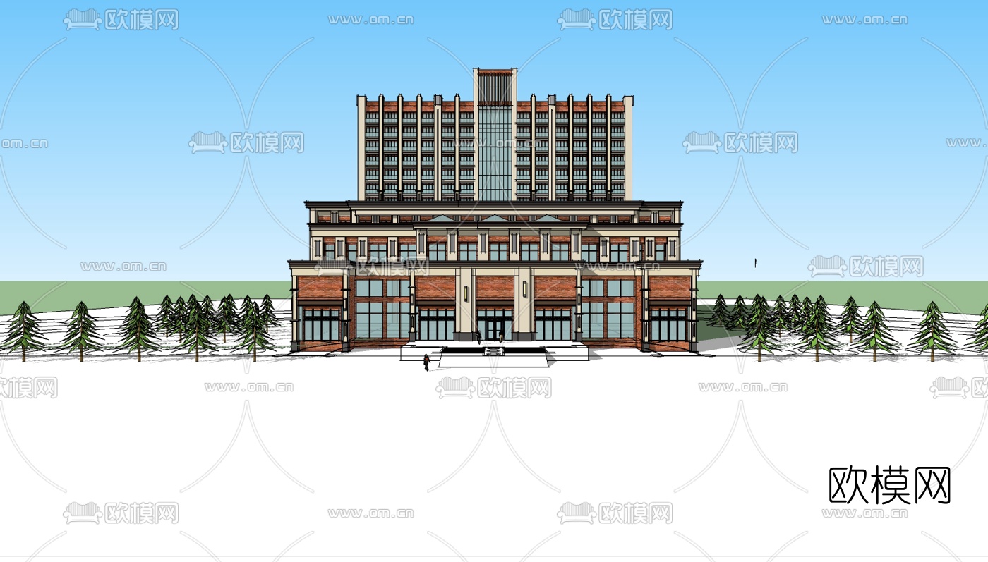 新古典酒店su模型