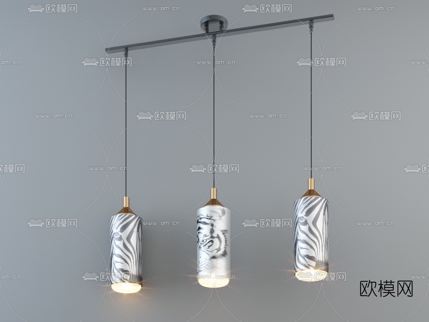 现代金属多头吊灯3d模型