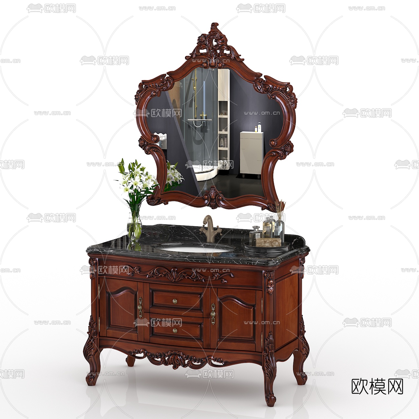 欧式古典浴室柜组合3d模型下载