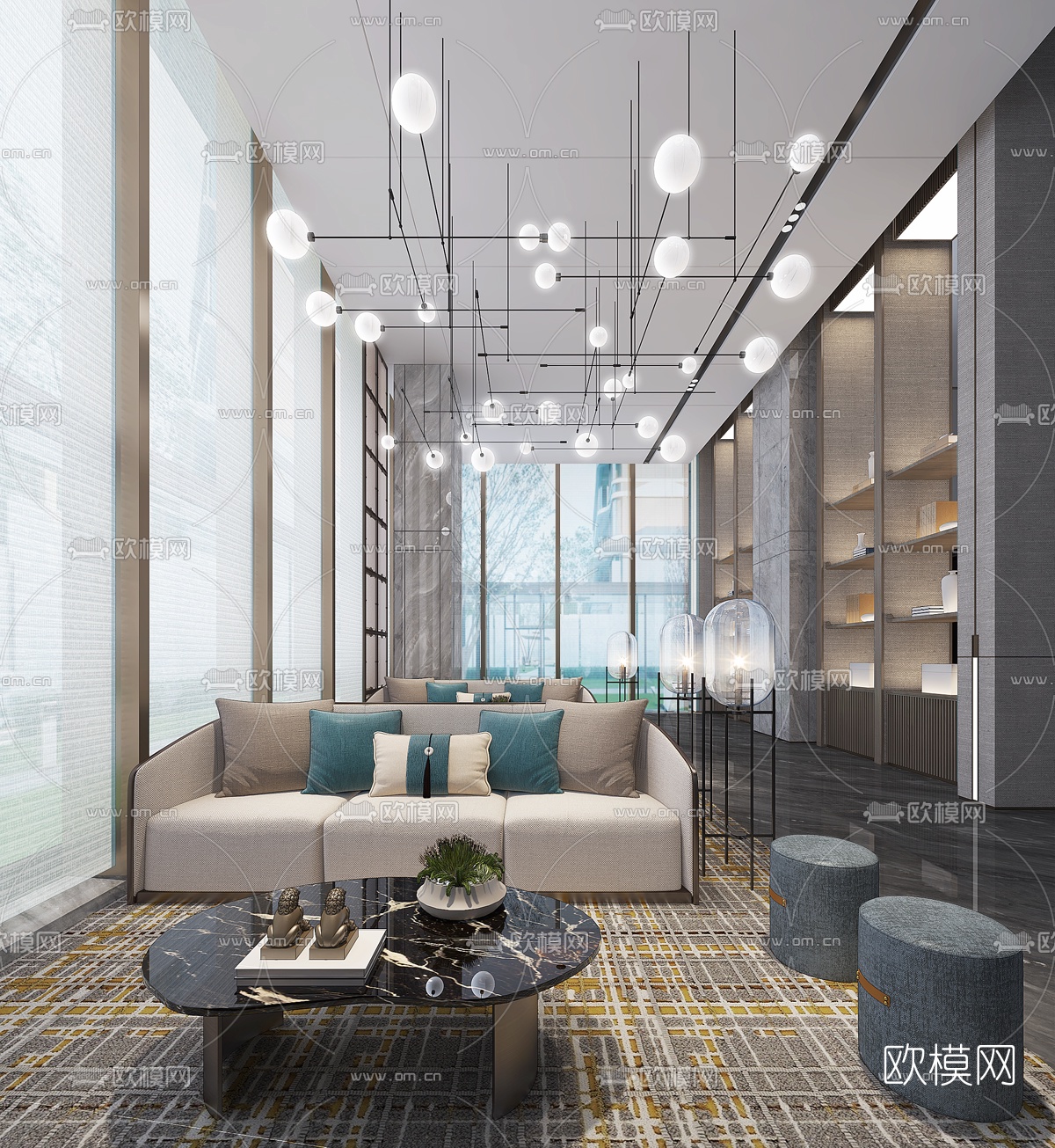 现代售楼处洽谈区3d模型-免费3dmax模型库-欧模网
