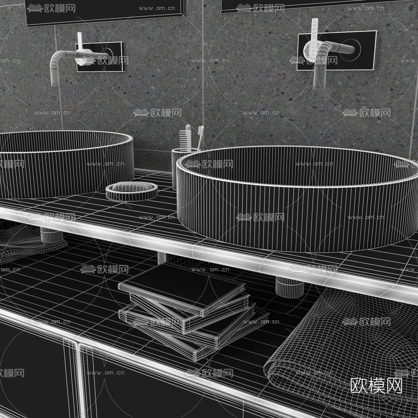 现代浴室柜洗手台3d模型