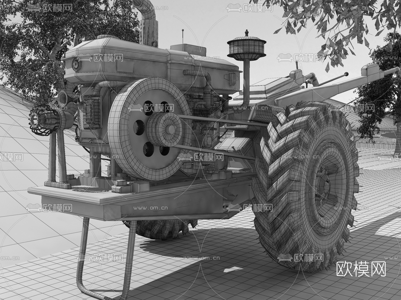 现代手扶拖拉机3d模型下载（渲染图5）