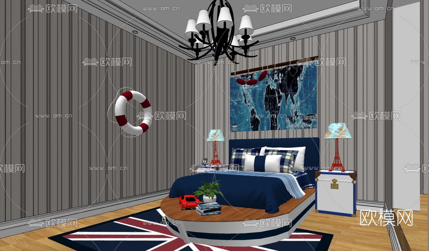 地中海儿童房su模型下载（渲染图1）