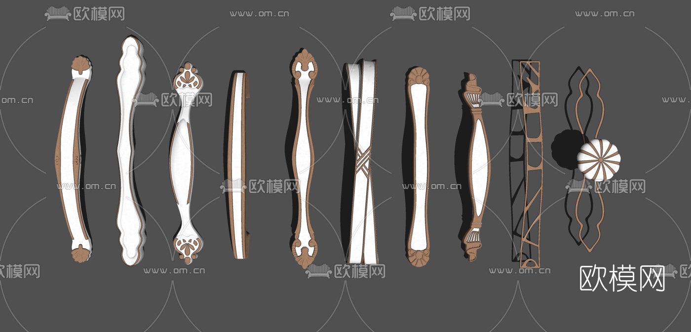 欧式金属门把手组合su模型下载