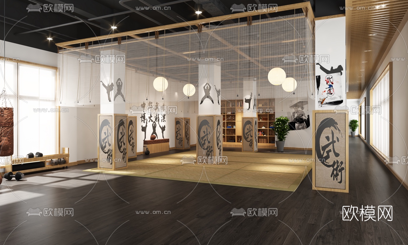 现代武术馆培训教室3d模型