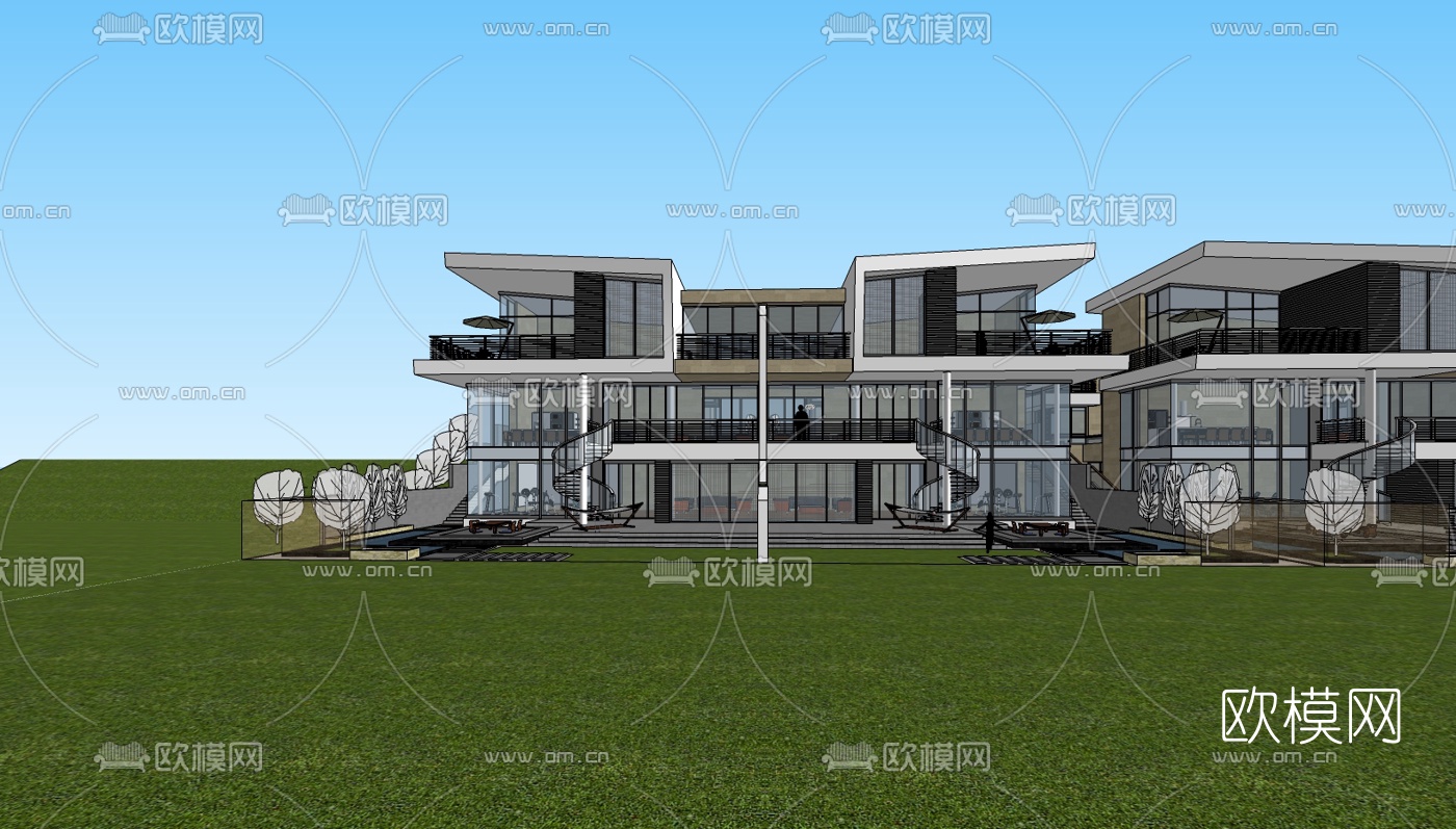 现代别墅su模型下载（渲染图3）