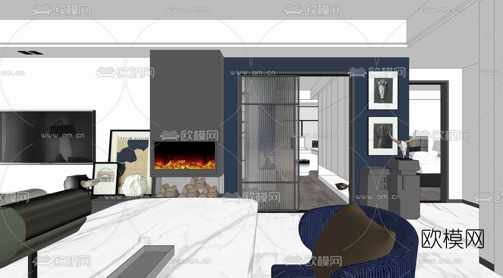 北欧客餐厅su模型下载（渲染图4）