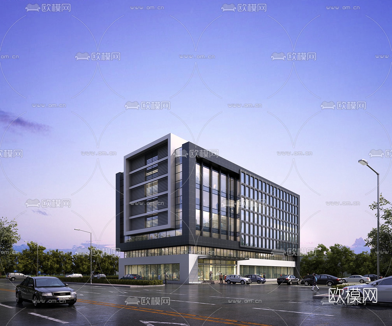 现代酒店外观3d模型-免费3dmax模型库-欧模网