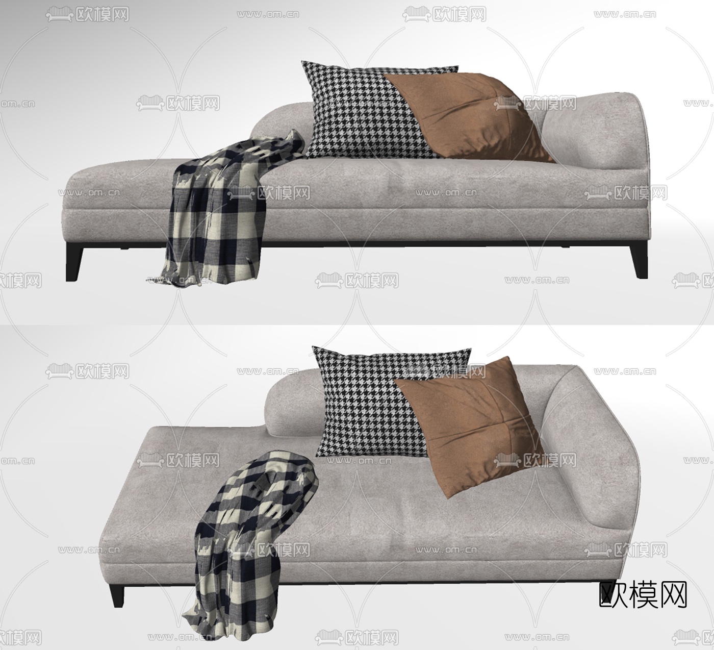 现代布艺贵妃椅su模型下载（渲染图2）