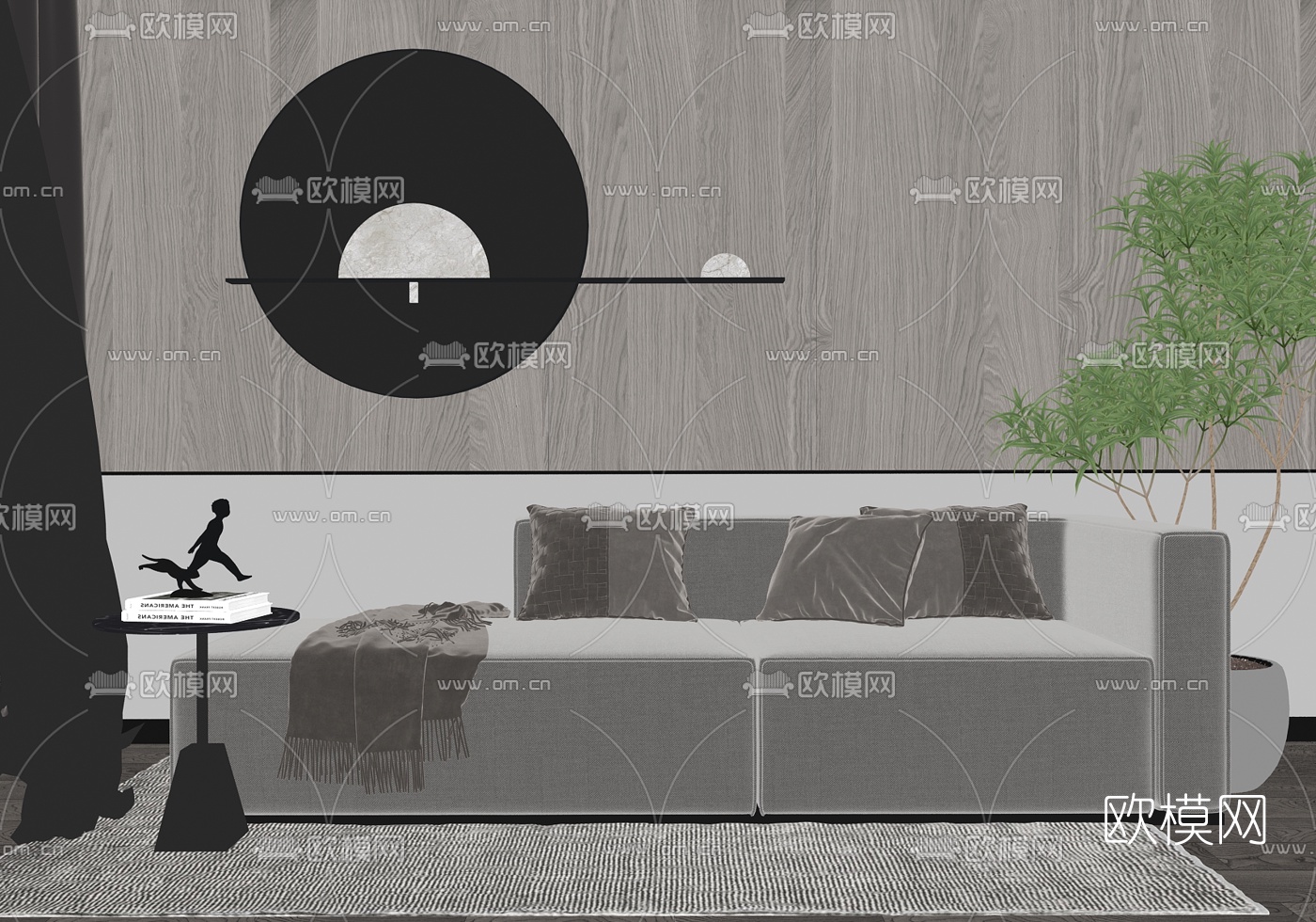 现代布艺贵妃椅su模型下载（渲染图2）