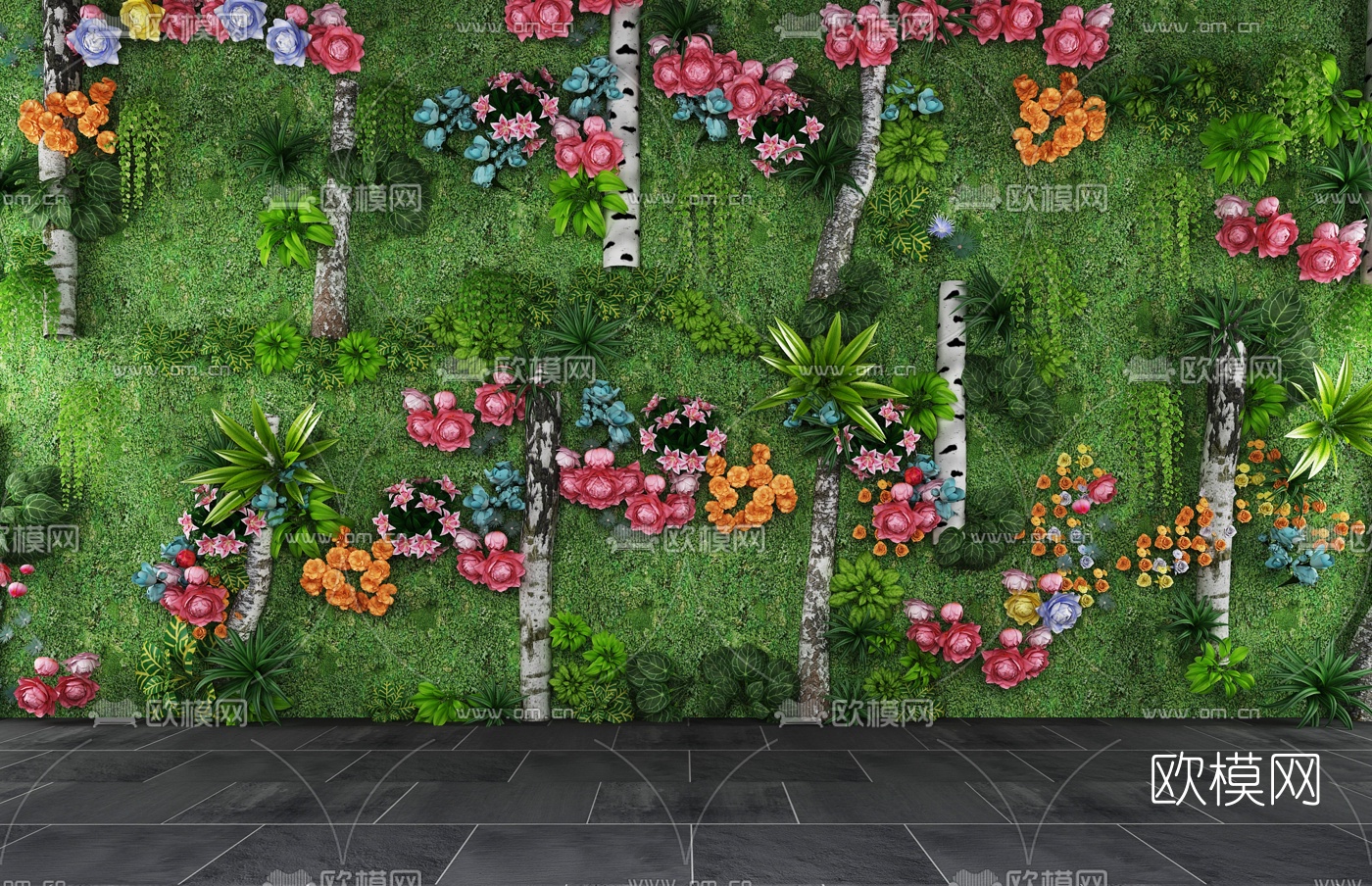 现代绿植墙花墙3D模型