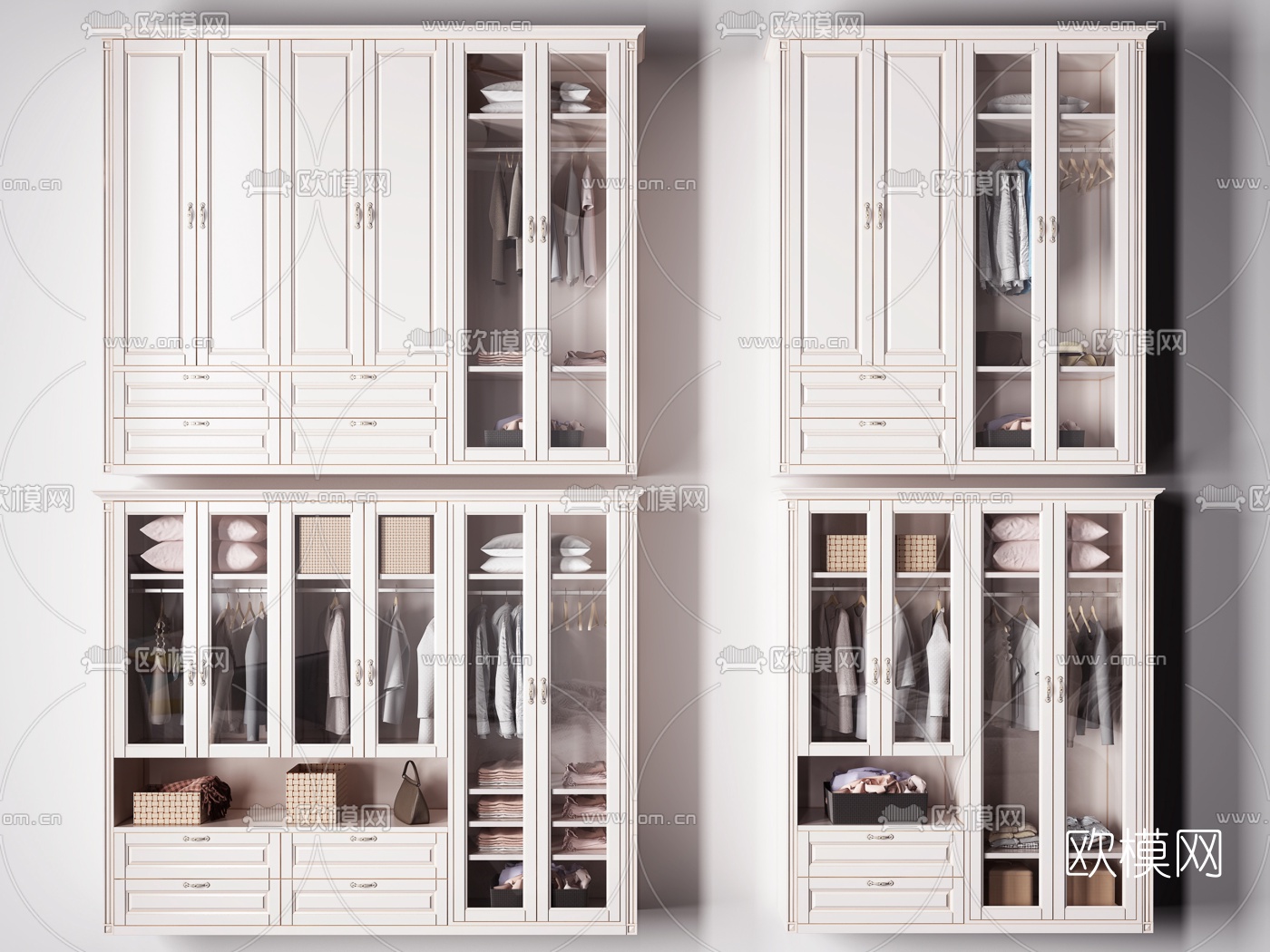 简欧实木衣柜3d模型下载
