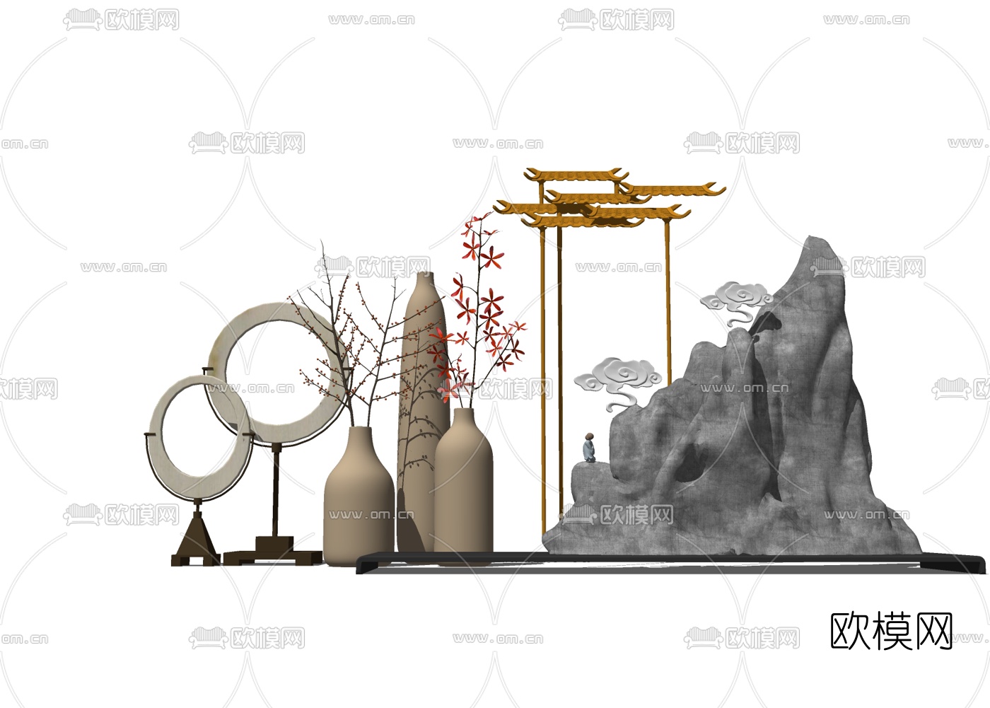 新中式花瓶摆件su模型下载