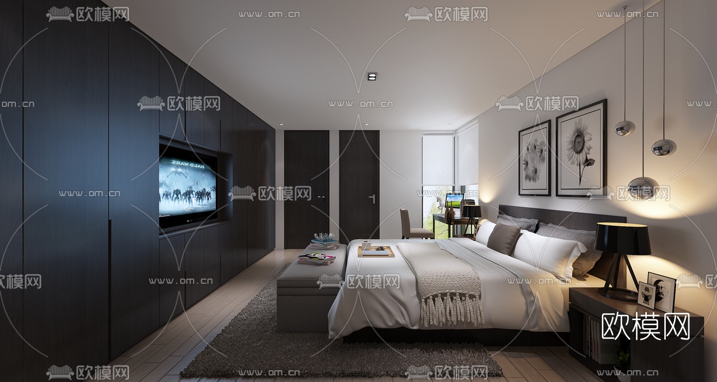 现代简约卧室3d模型
