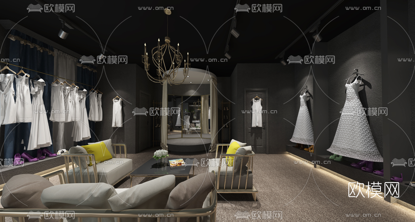 工业风婚纱店全景3d模型