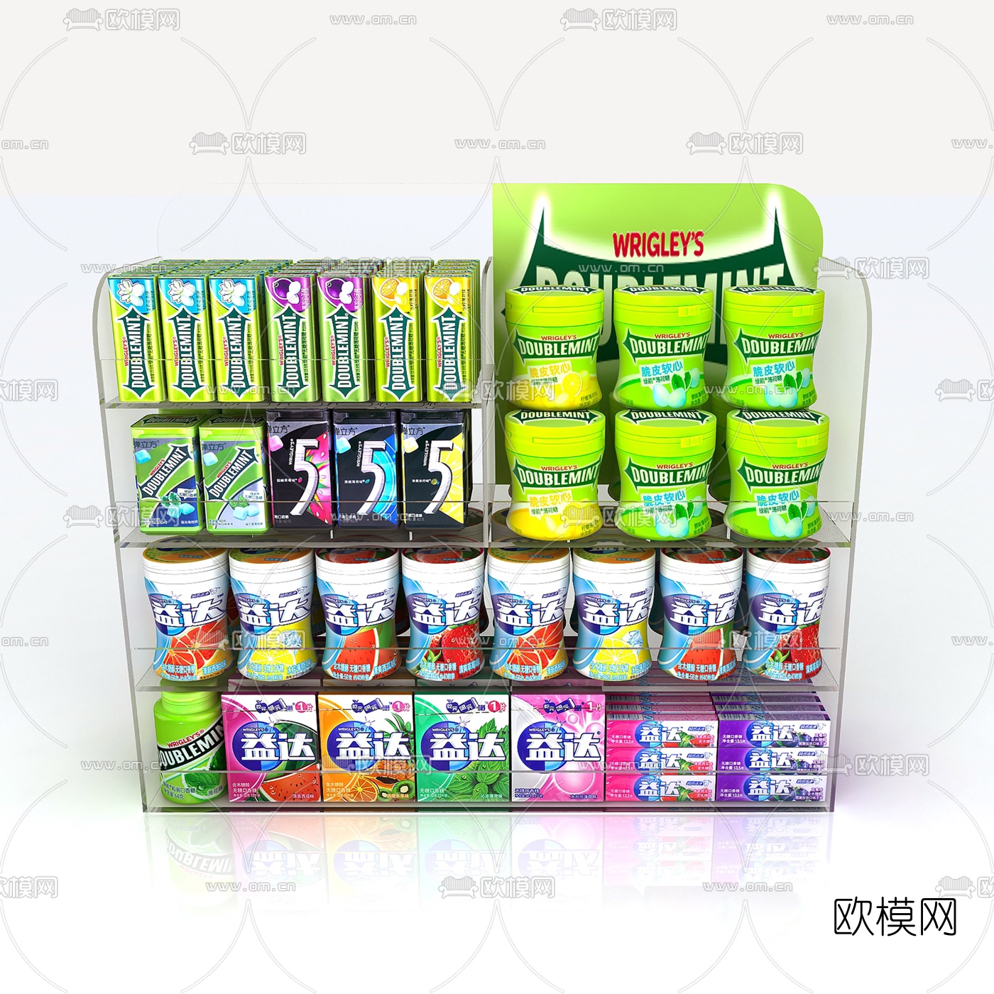 现代口香糖商品货架3d模型