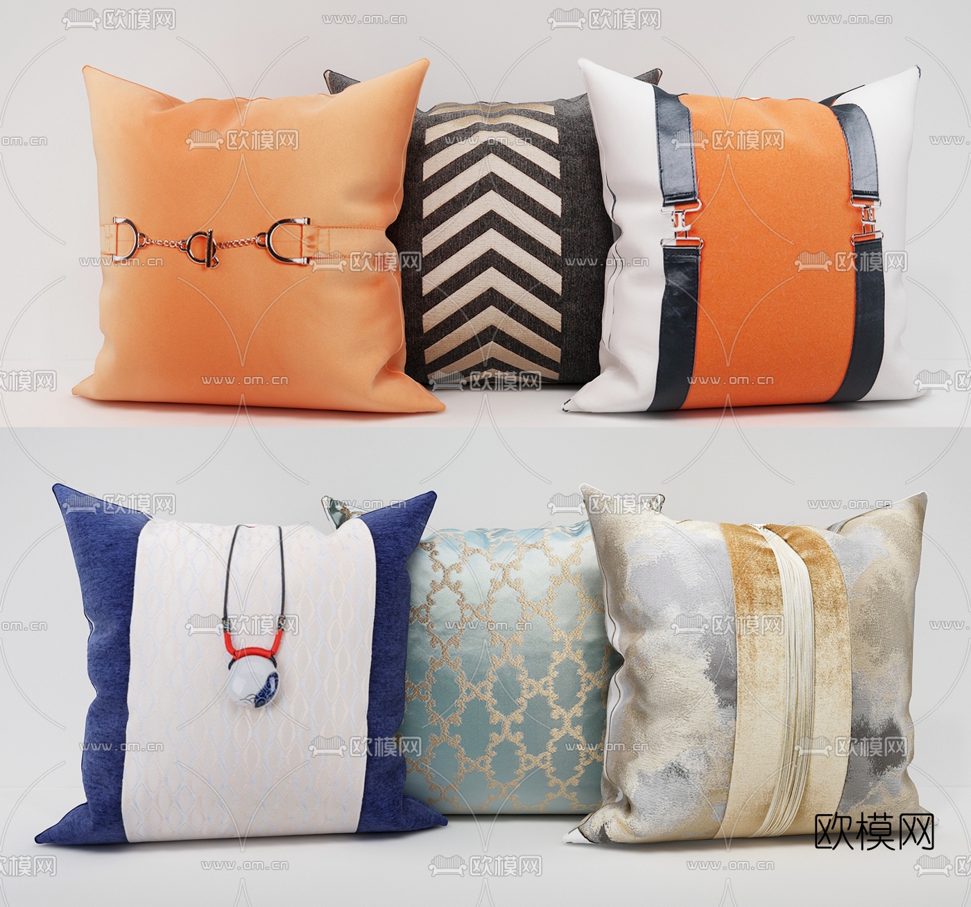 现代布艺抱枕组合3d模型下载