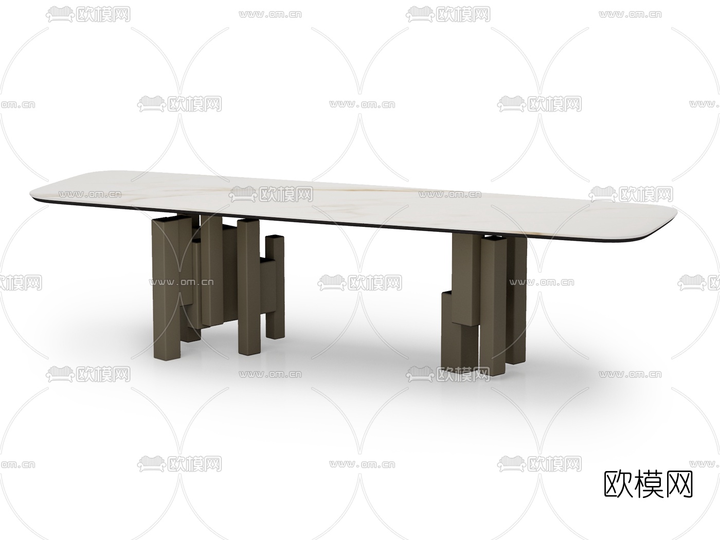 现代金属大理石茶几3D模型