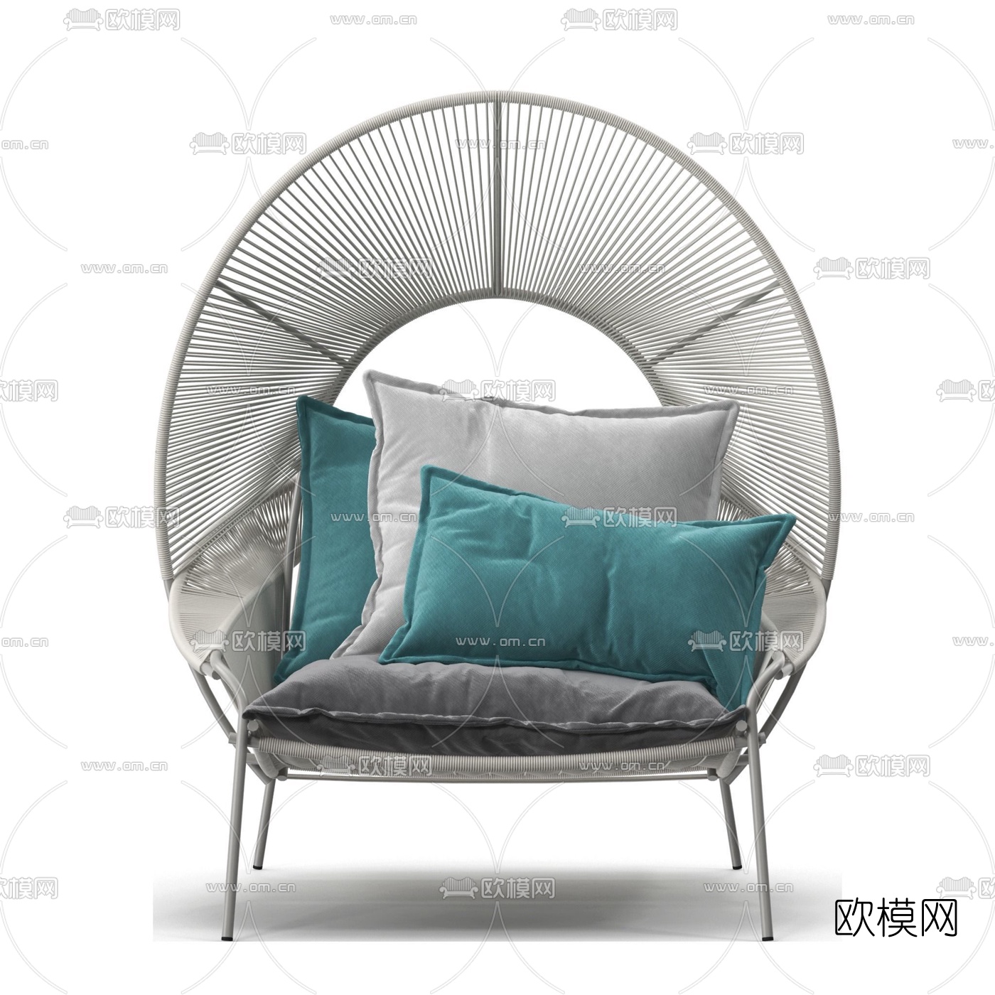 现代藤编休闲户外椅3d模型下载（渲染图3）