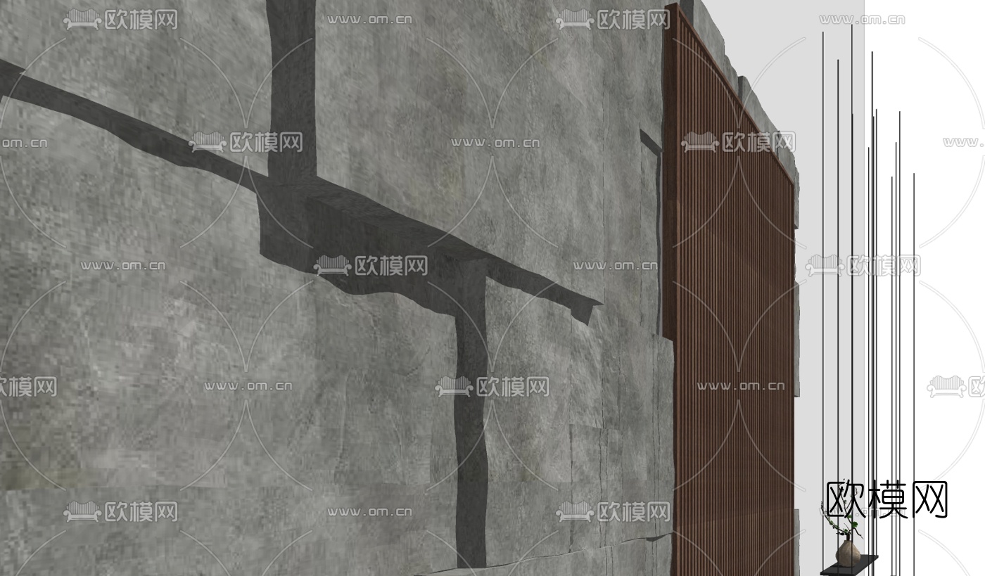 自然风石头背景墙su模型下载（渲染图3）