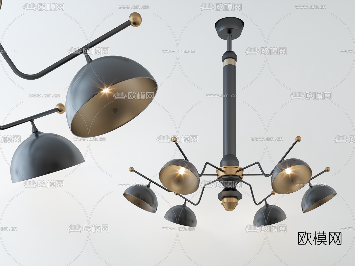 现代金属吊灯3d模型下载_ID10479654_3dmax免费模型-欧模网