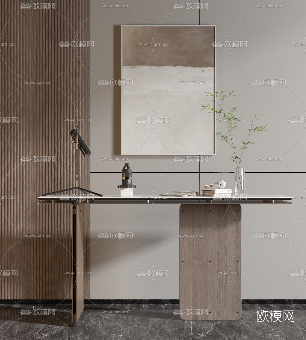 现代端景条案3d模型