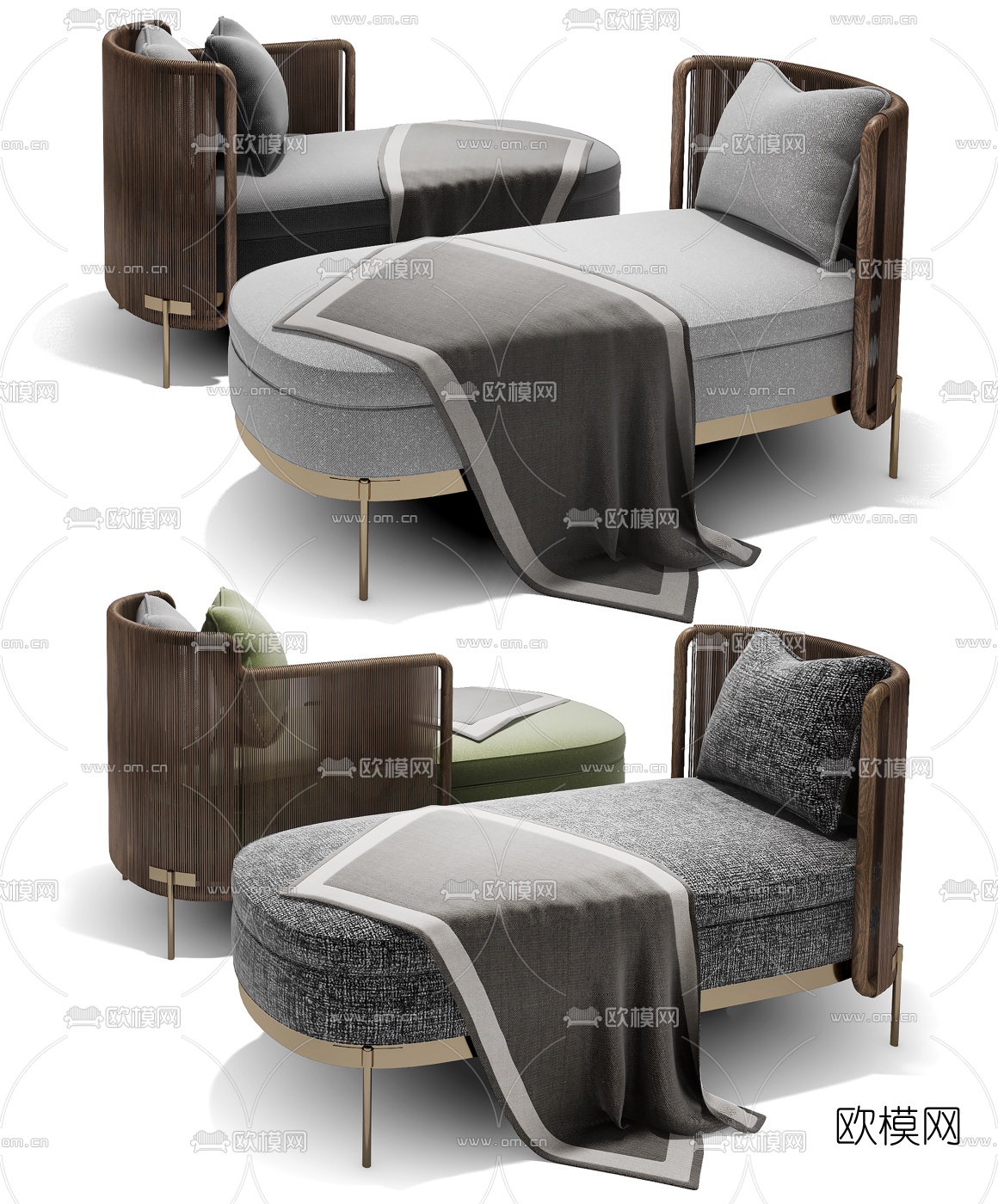 现代贵妃椅组合3d模型