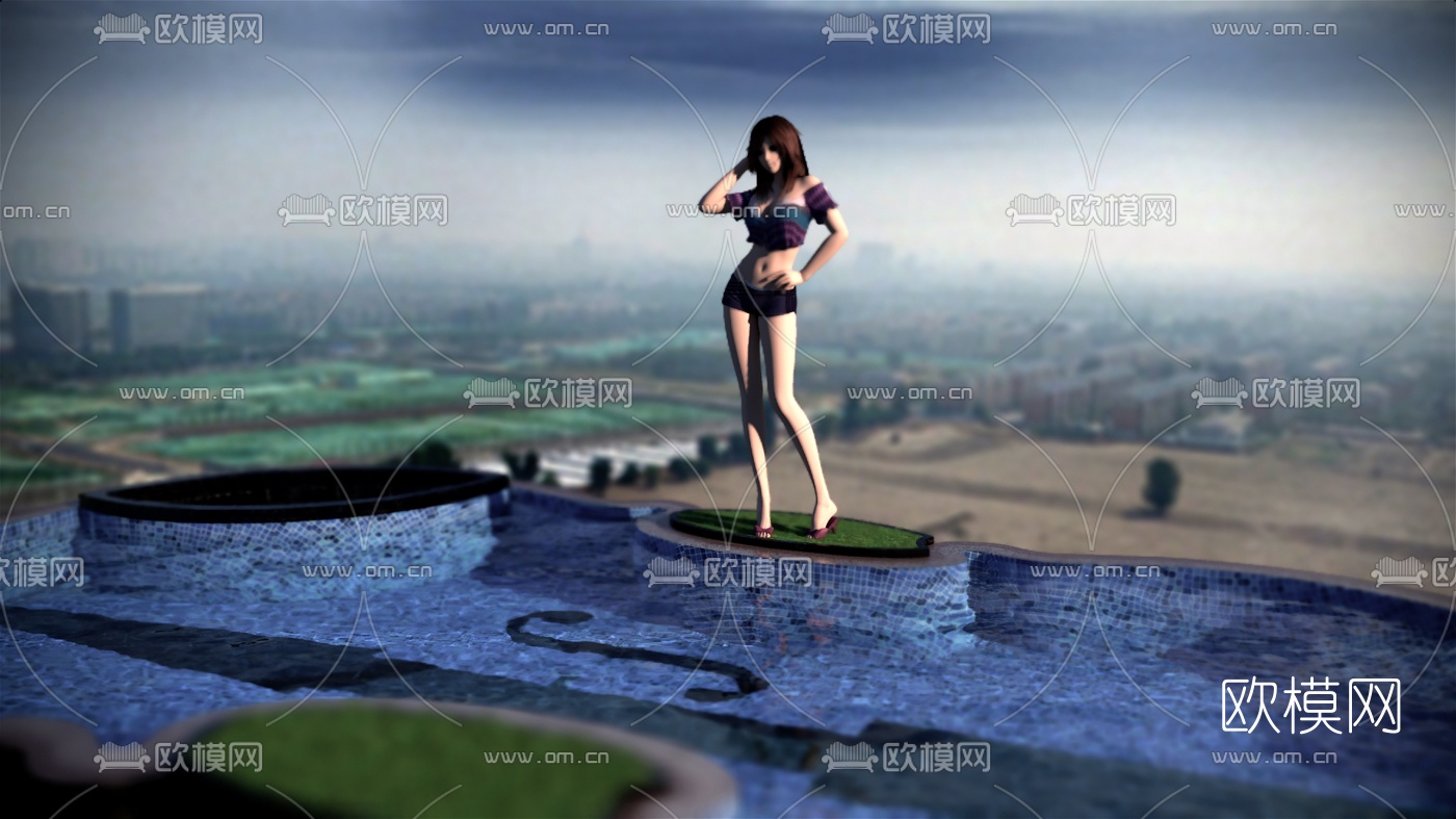 现代美女人物su模型