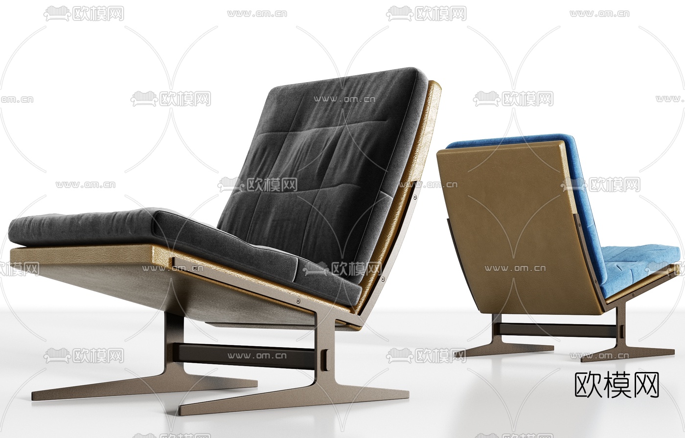 现代金属绒布单椅3d模型下载