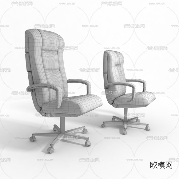 现代皮革大班椅3d模型下载(渲染图2)