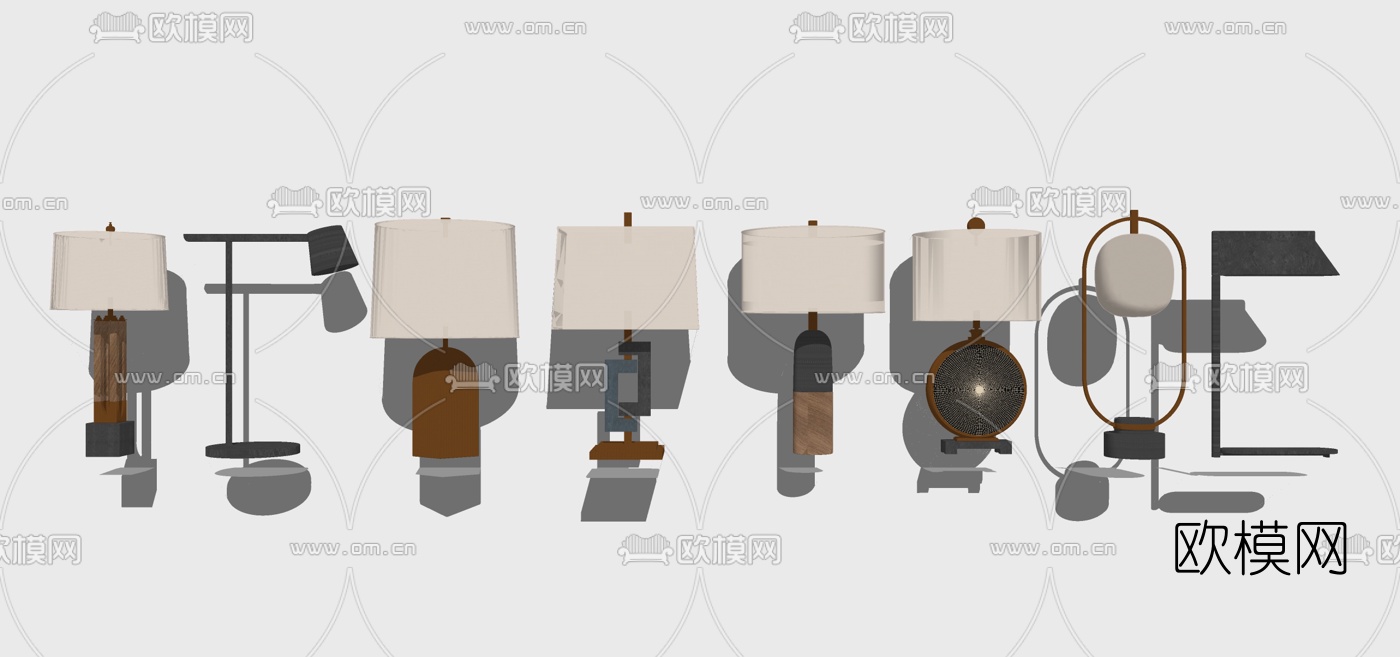 现代台灯组合su模型下载