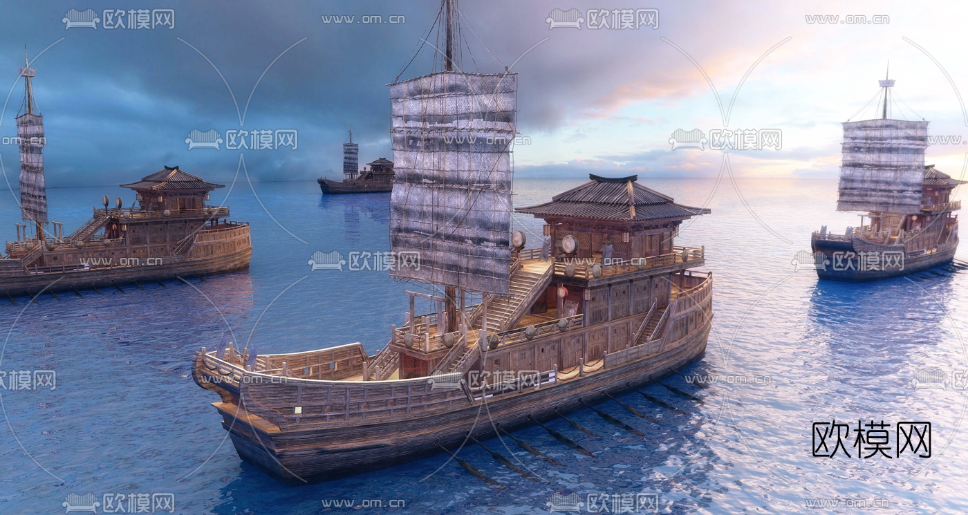 中式三国时期大战船3D模型下载_ID10280234_3dmax免费模型-欧模网