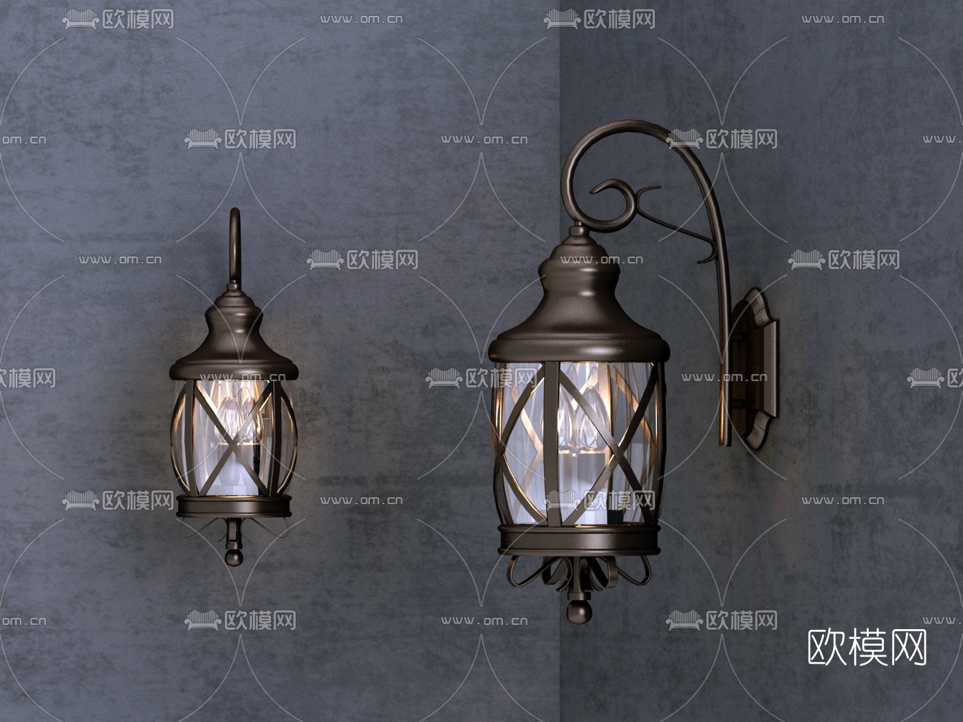 欧式铁艺壁灯3d模型下载