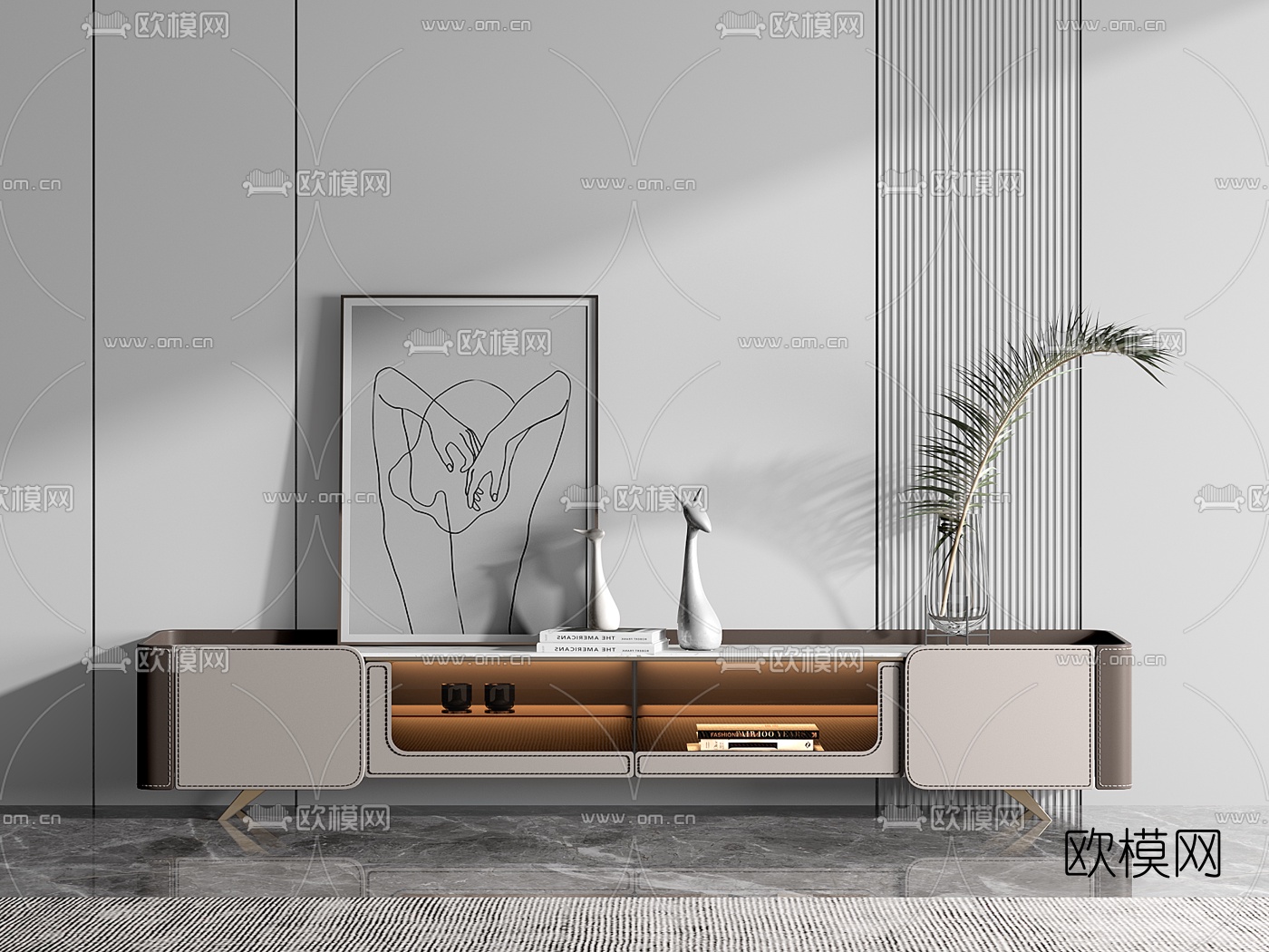 现代电视柜3d模型下载