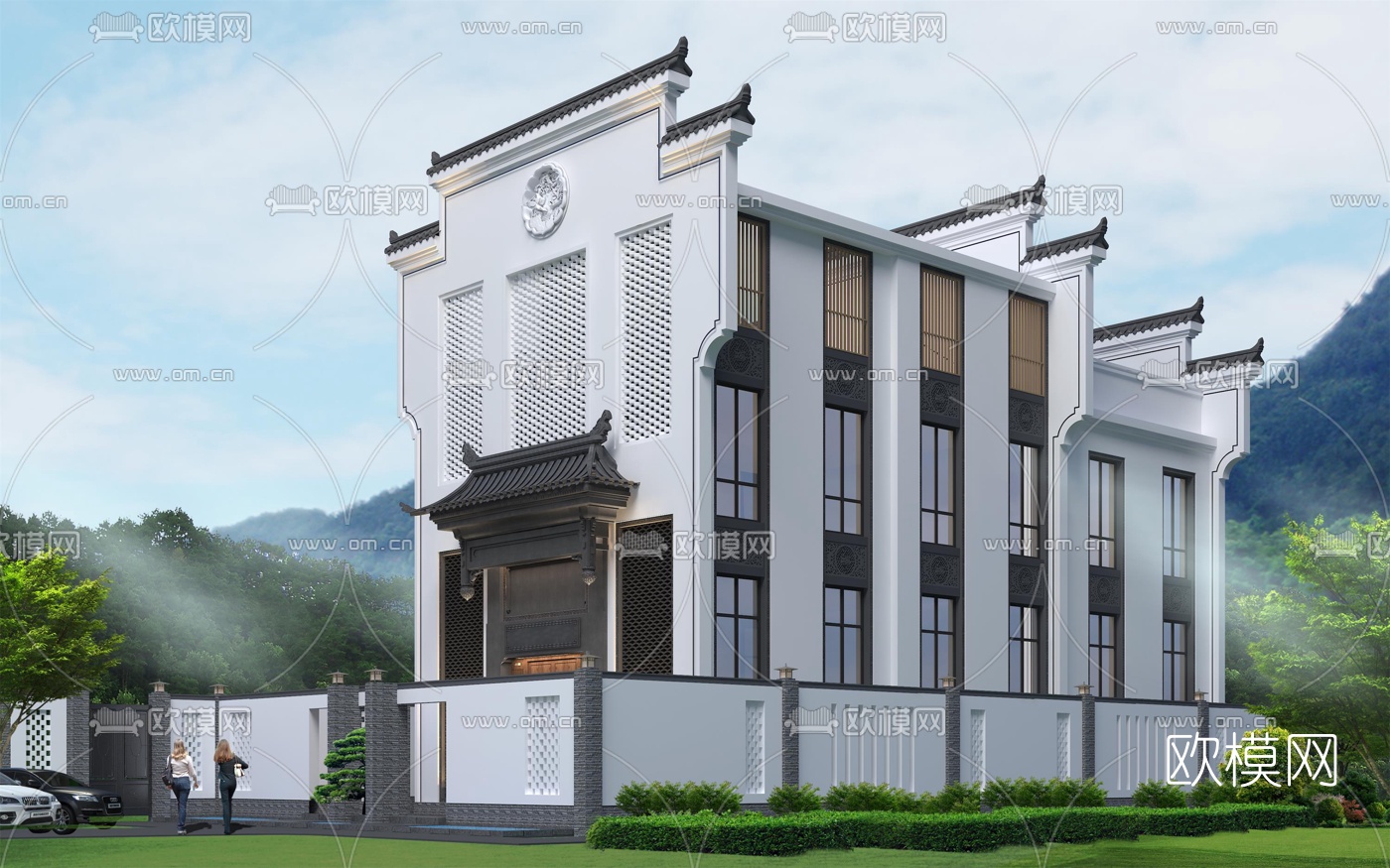 新中式建筑外观3d模型