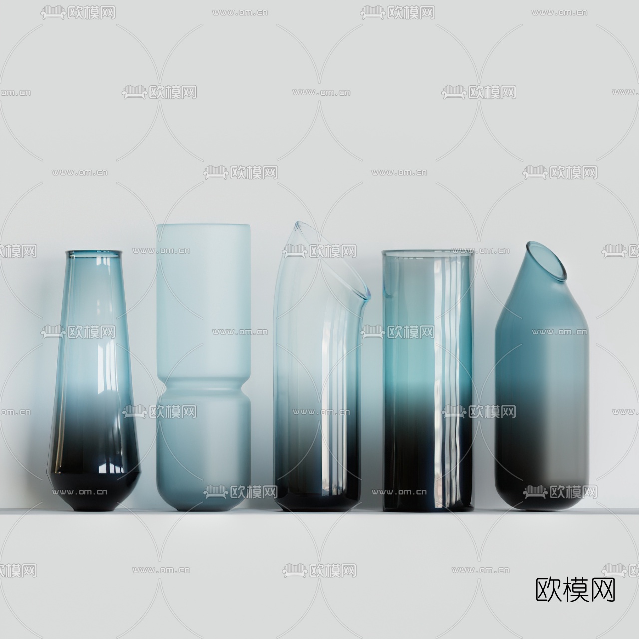现代渐变色玻璃器皿3d模型